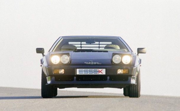 The front of the Lotus Esprit Turbo with headlights up